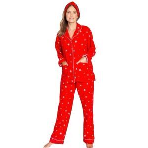 PJ Salvage Wish Upon A Star Red Flannel Pajama Shirt Pant Set Women’s Sz Small